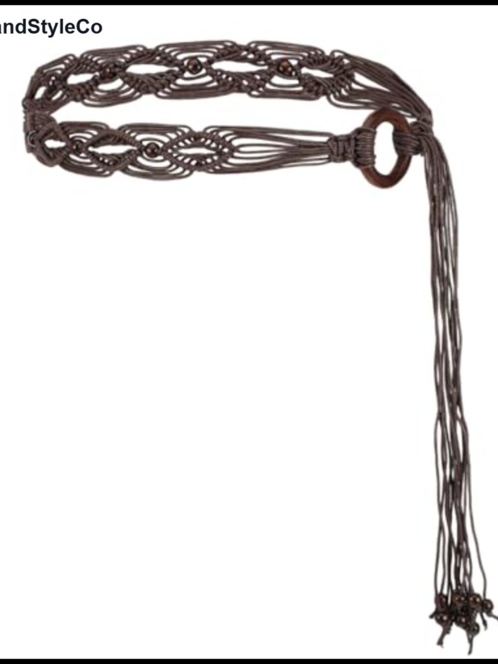Women's Woven Rope Braid Waist Belt Bohemian Wooden Beaded Adjustable